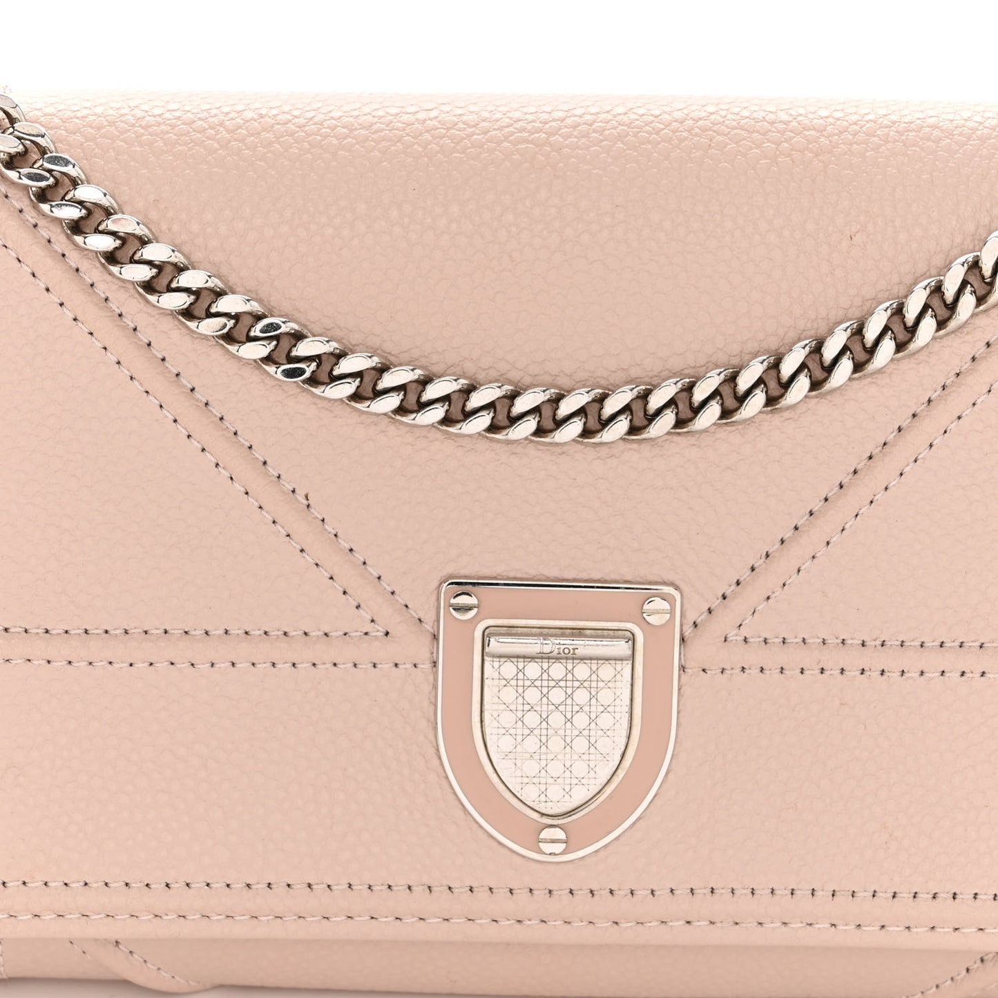 Grained Calfskin Diorama Croisiere Chain Wallet Rose Poudre