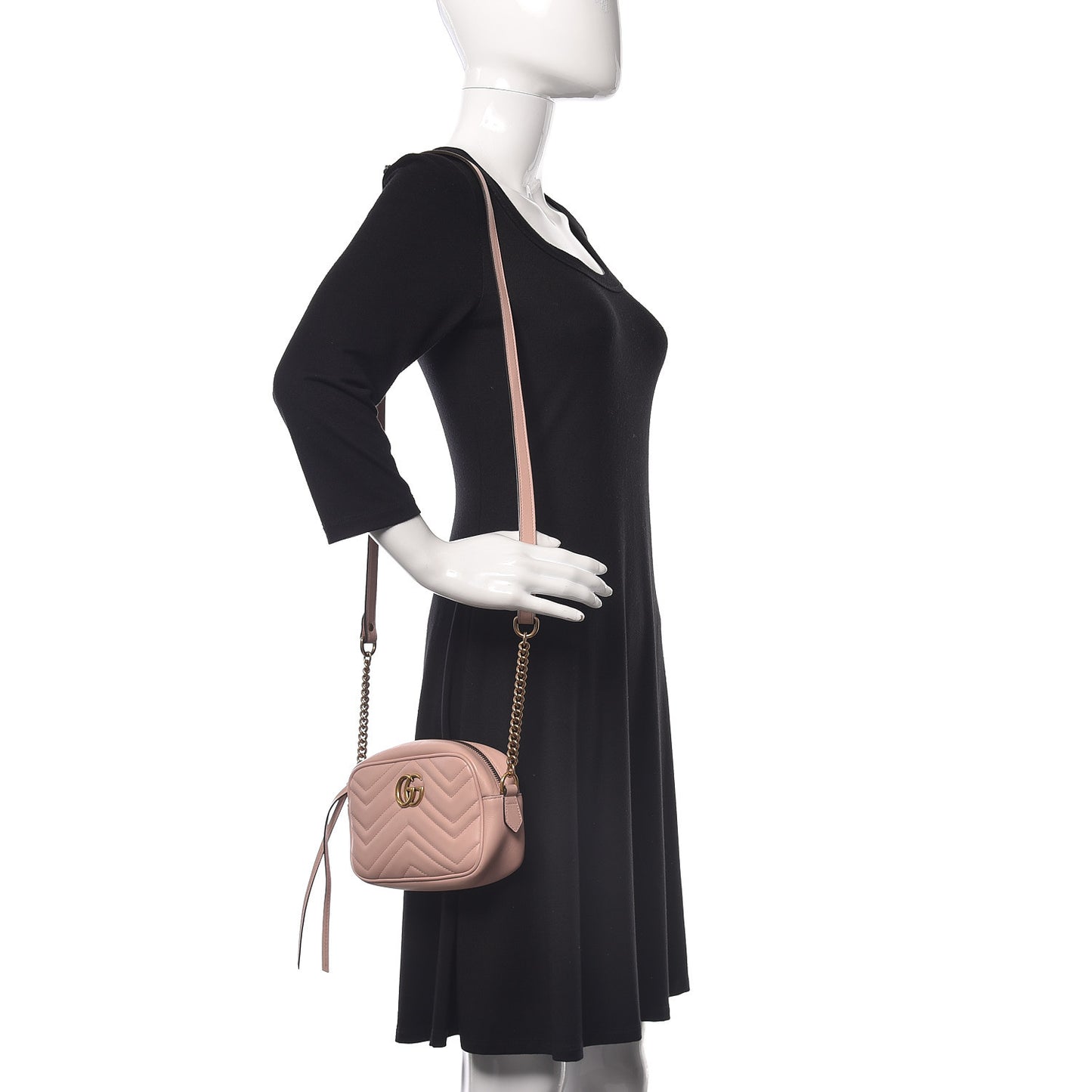 Calfskin Matelasse Mini GG Marmont Chain Shoulder Bag Perfect Pink