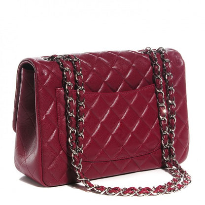 Chanel Caviar Jumbo Single Flap Dark Red 11 of 16