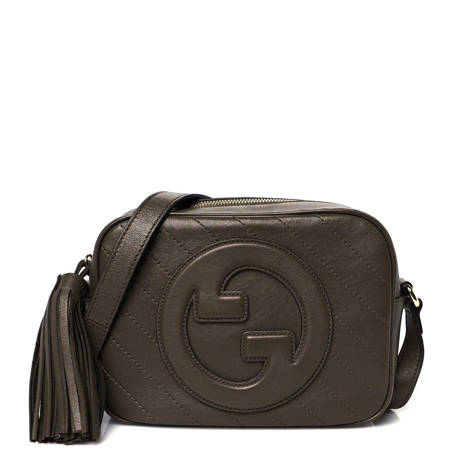 Gucci Sakai Be Green Calfskin Diagonal Stitched Small Blondie Shoulder Bag Craclet Brown 1 of 10