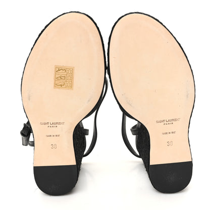 Saint Laurent Calfskin Cassandra Espadrille 105 Wedges 38 Black 6 of 9