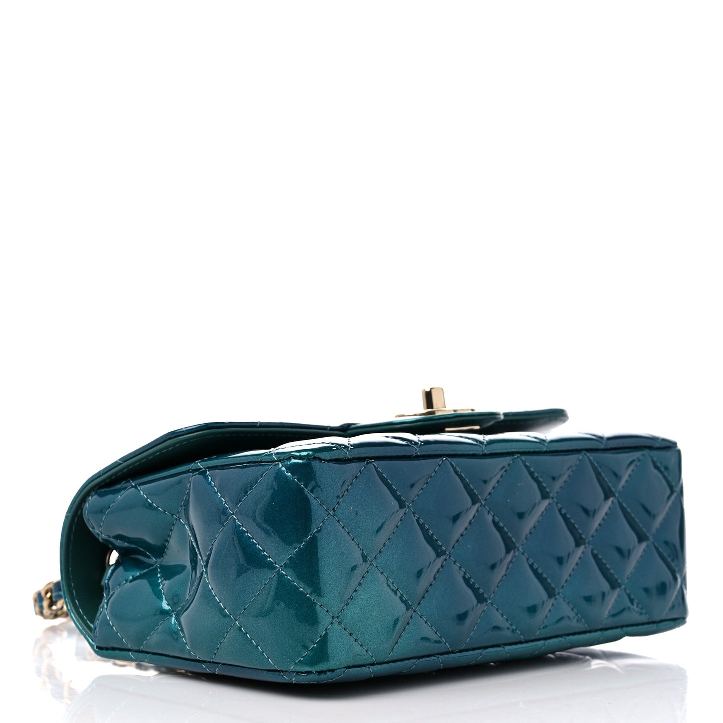 Shaded Patent Calfskin Quilted Mini Rectangular Flap Green Blue