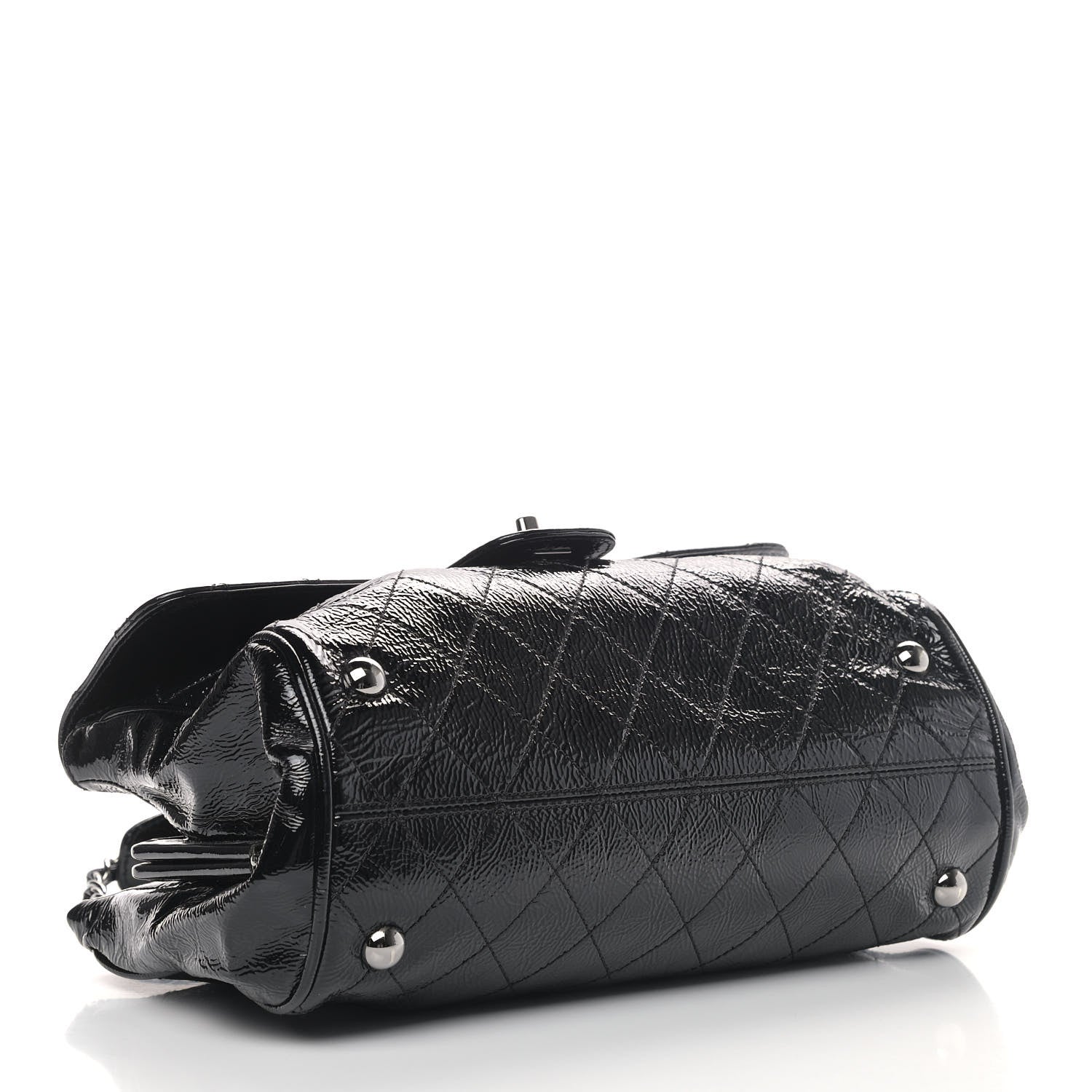 Chanel Distressed Patent Quilted Small Ritz Flap Bag Black 3 of 6