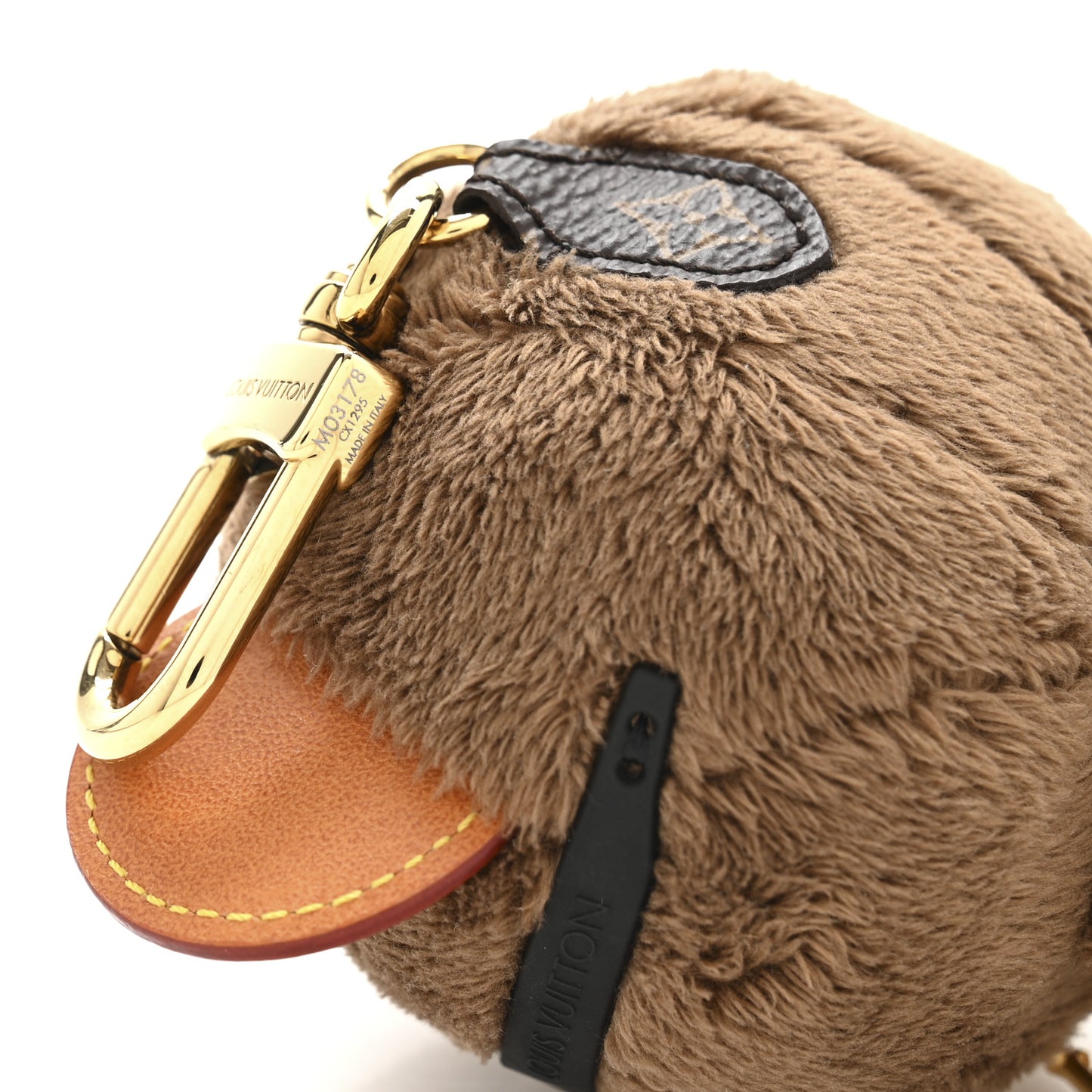 Faux Fur LV Louis Bear Super Vision Bag Charm Key Holder Blue