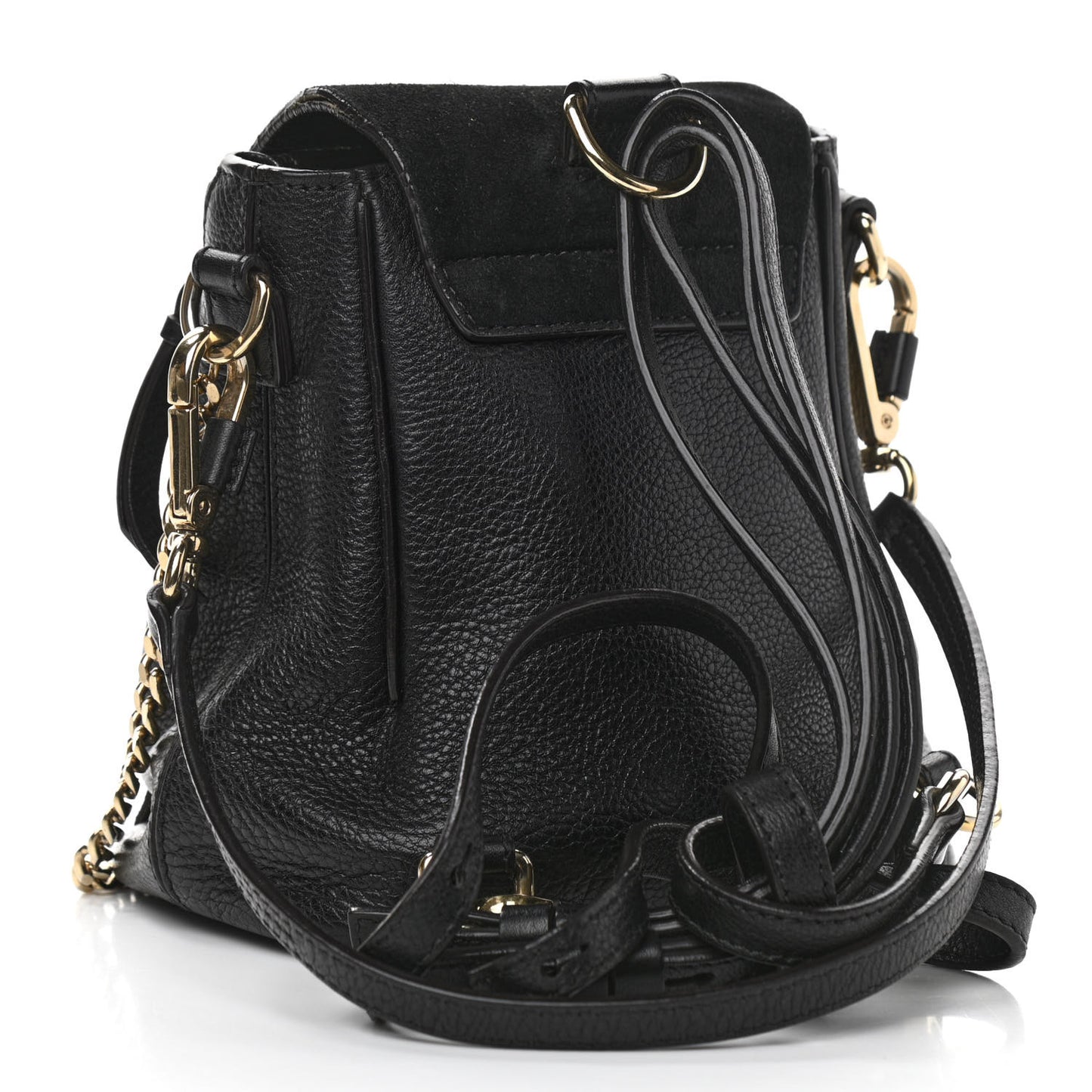 Suede Calfskin Mini Faye Backpack Black