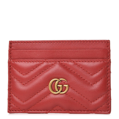 Gucci Calfskin Matelasse GG Marmont Card Holder Hibiscus Red 1 of 7
