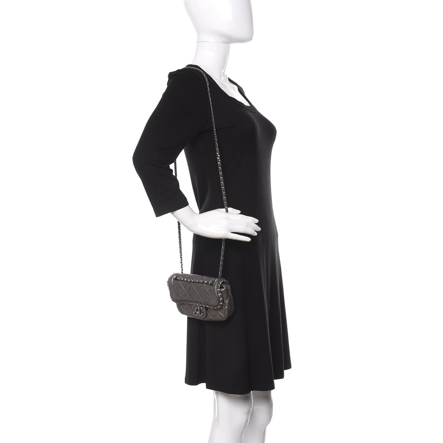 Chanel Calfskin Mini Chain Me Flap Dark Grey 2 of 11