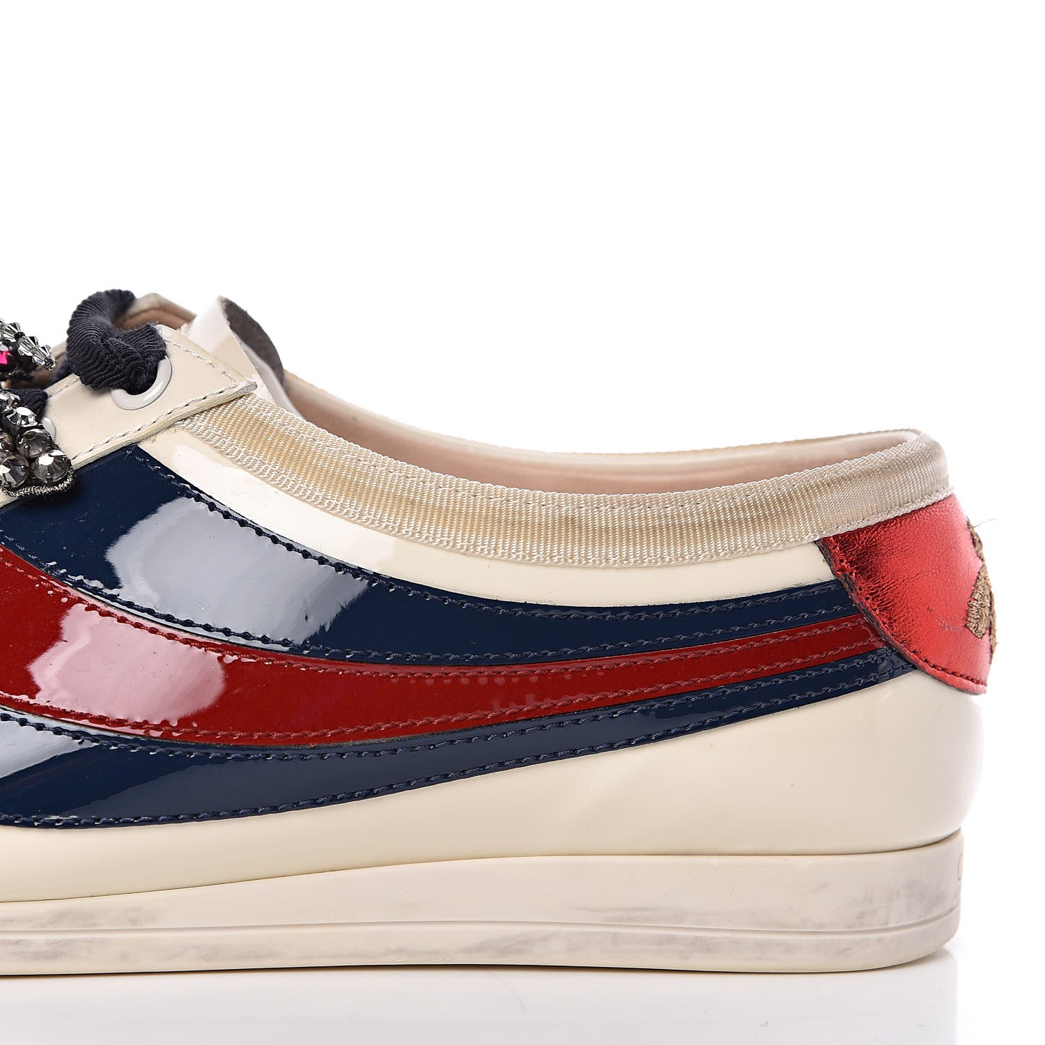 Gucci Patent Calfskin Womens Web Falacer Sneakers 36 White 8 of 13