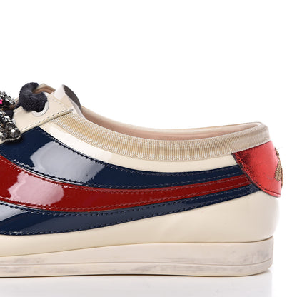 Gucci Patent Calfskin Womens Web Falacer Sneakers 36 White 8 of 13