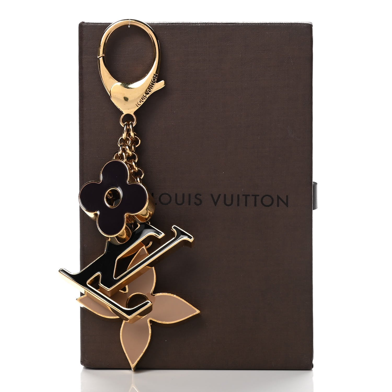 Louis Vuitton Metal Enamel Fleur De Monogram Bag Charm Dore 7 of 7