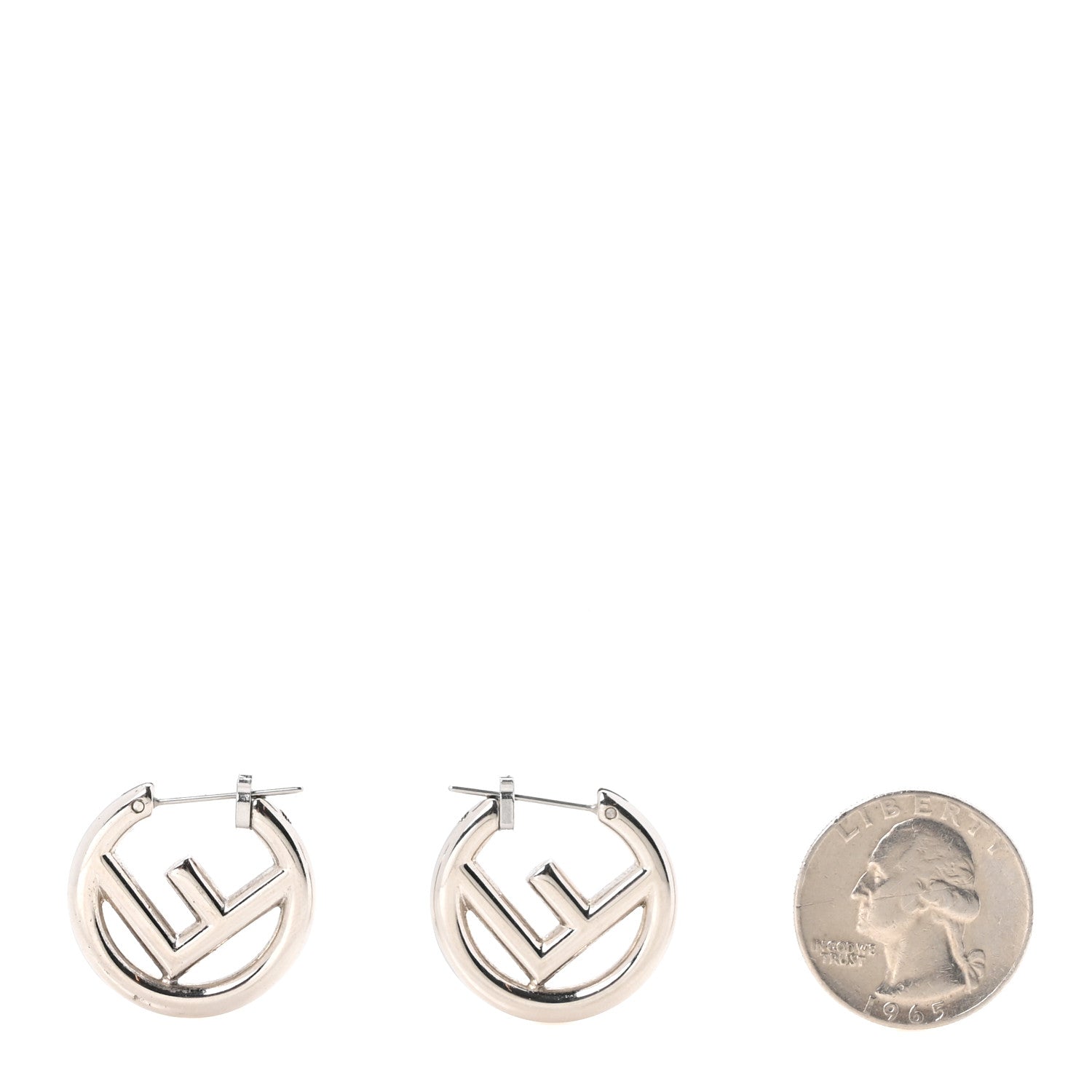 Fendi Metal FF Hoop Earrings Silver 2 of 4