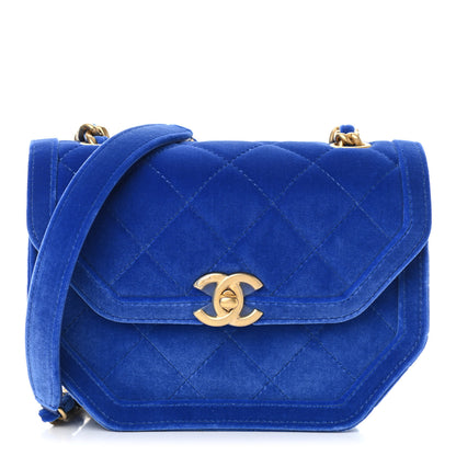 Chanel Velvet Quilted Mini Place Vendome Flap Blue 2 of 18