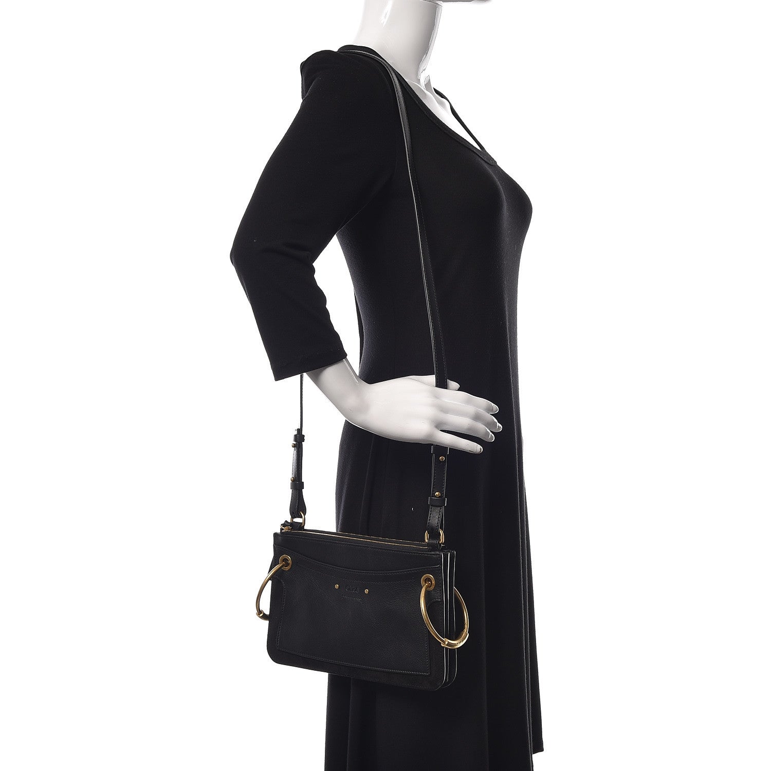 Chloe Calfskin Suede Mini Roy Bag Black 2 of 9