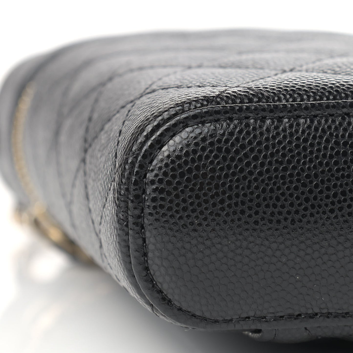 Caviar Quilted Phone Holder With Chain Black