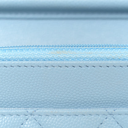 Chanel Caviar Quilted Crystal CC Wallet On Chain WOC Light Blue 12 of 13