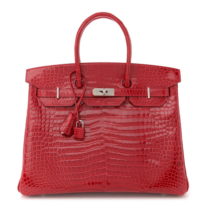 Hermes Shiny Porosus Crocodile Birkin 35 Rouge Casaque 1 of 11