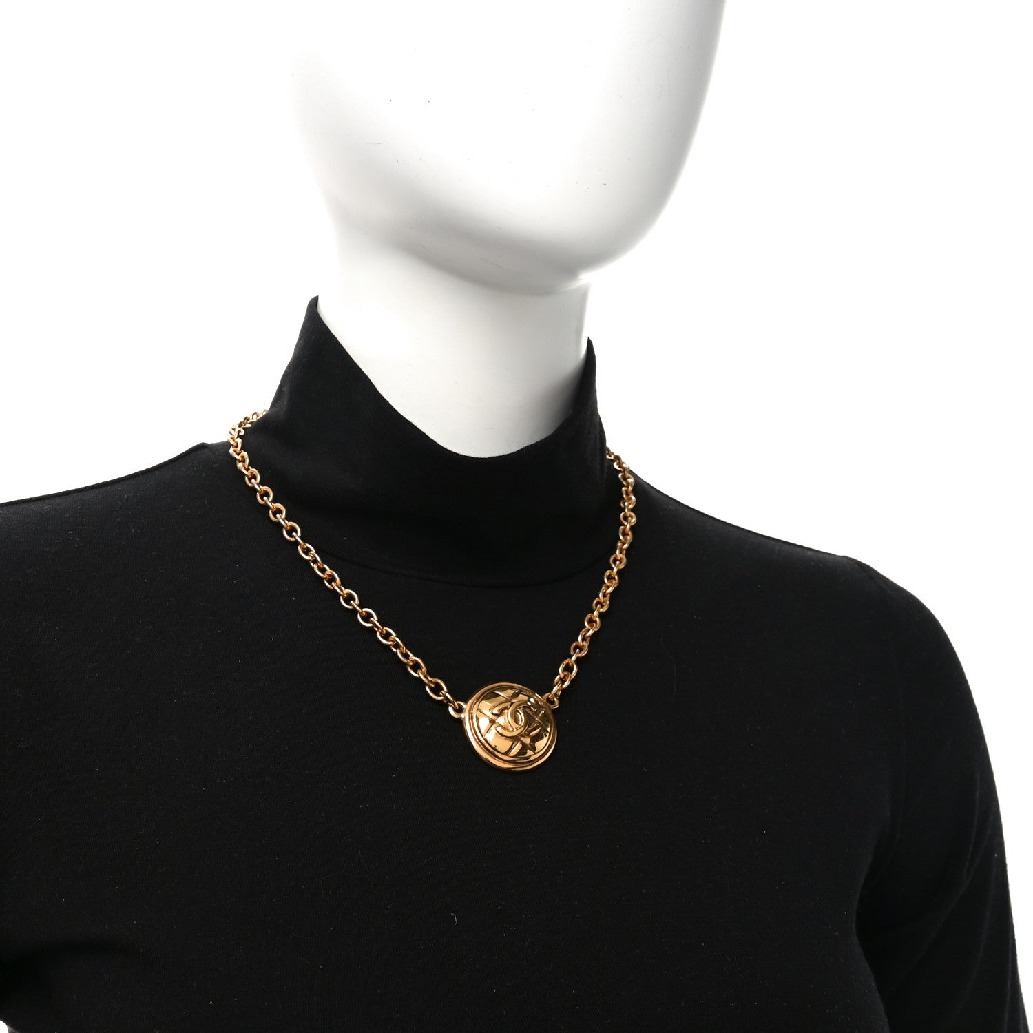 Chanel Quilted CC Pendant Chain Necklace Gold 2 of 4