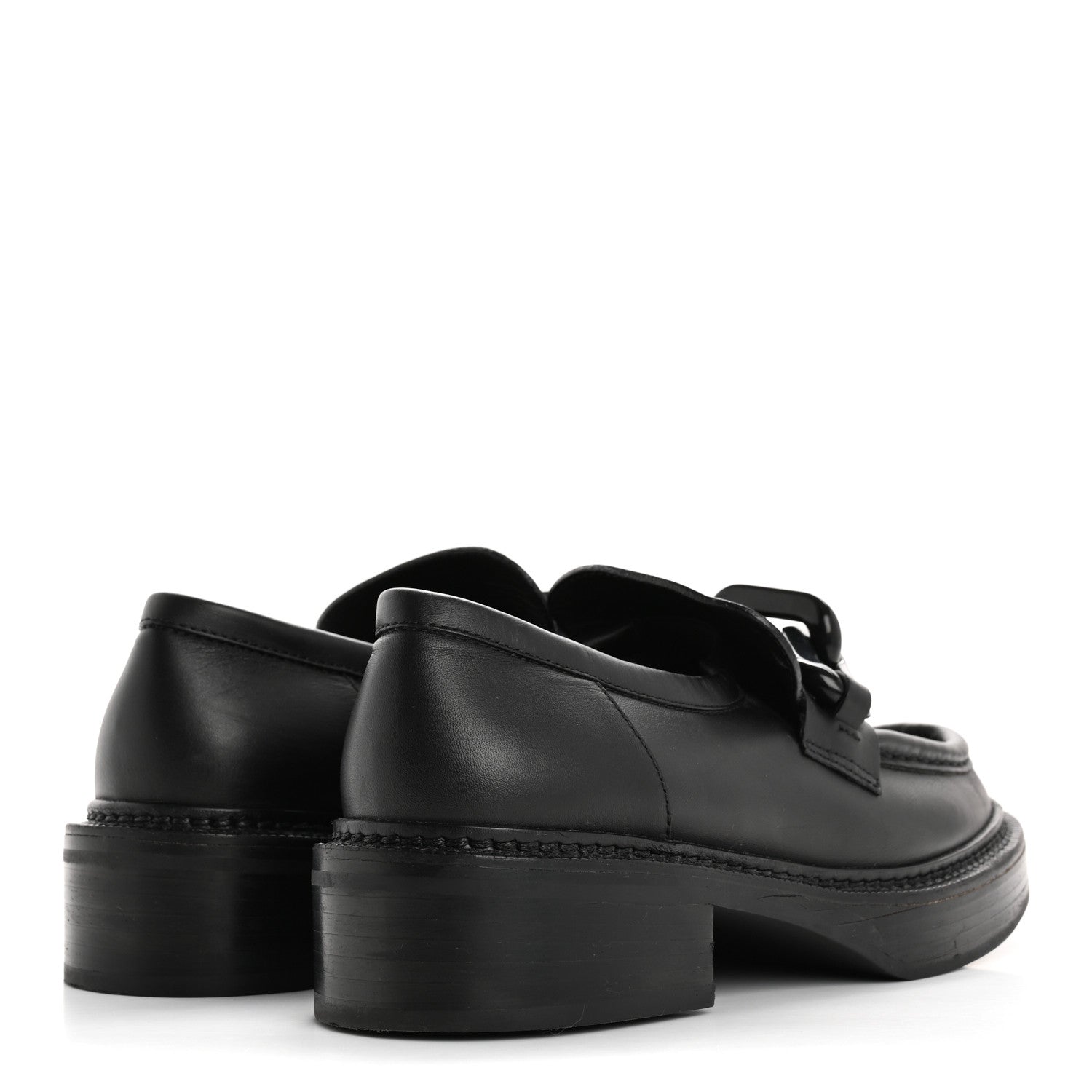 Louis Vuitton Calfskin Oversized Chain Academy Loafers 37.5 Black 5 of 13