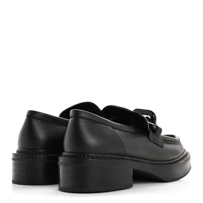 Louis Vuitton Calfskin Oversized Chain Academy Loafers 37.5 Black 5 of 13