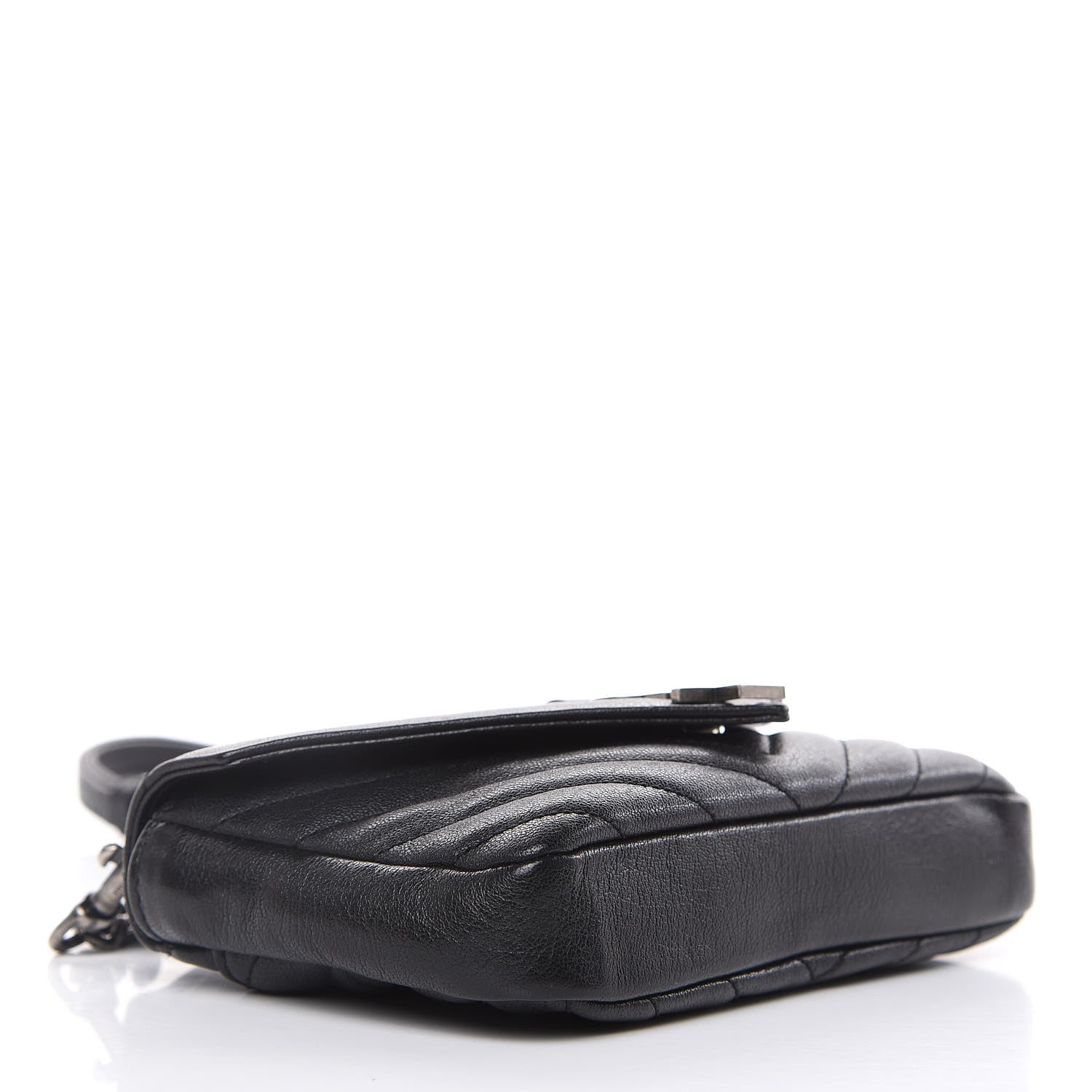 Saint Laurent Sheepskin Matelasse Chevron Monogram College Chain Wallet Black 4 of 12
