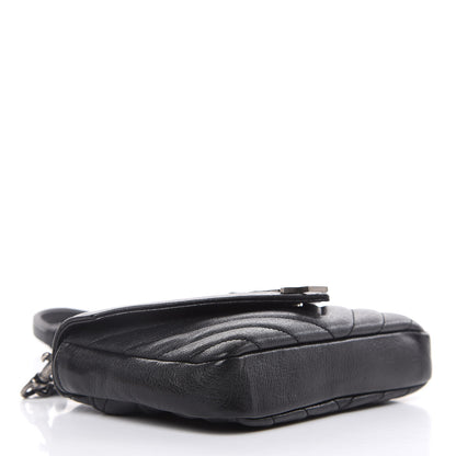 Saint Laurent Sheepskin Matelasse Chevron Monogram College Chain Wallet Black 4 of 12