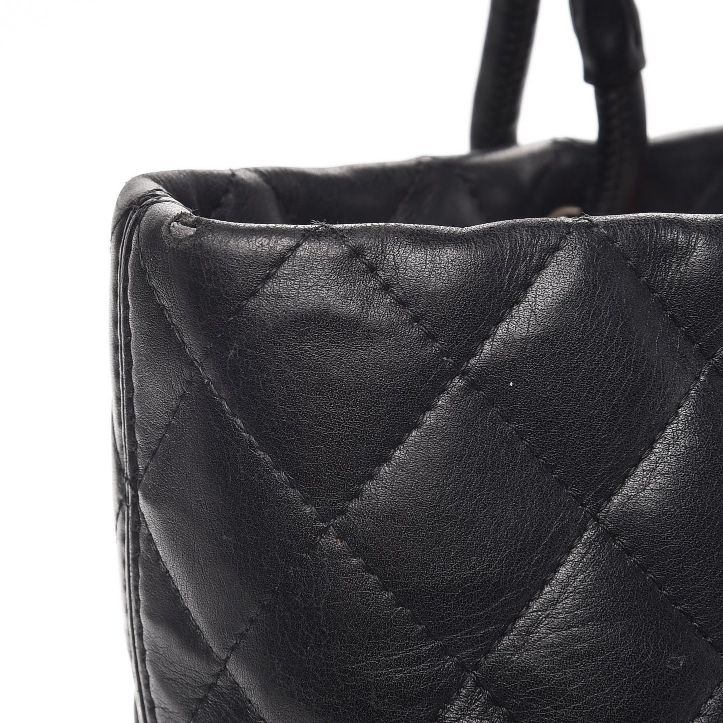 Calfskin Quilted Medium Cambon Tote Black
