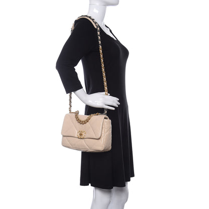 Chanel Goatskin Quilted Medium Chanel 19 Flap Beige 2 of 11
