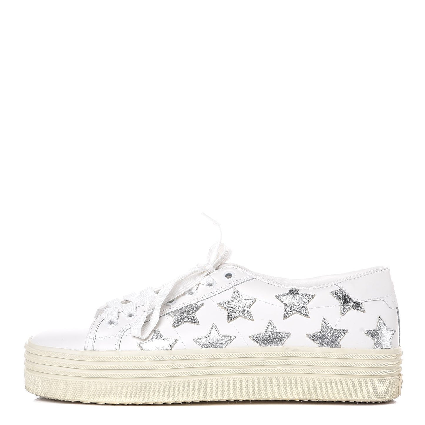 Calfskin Star Court Sneakers 39.5 White Argent
