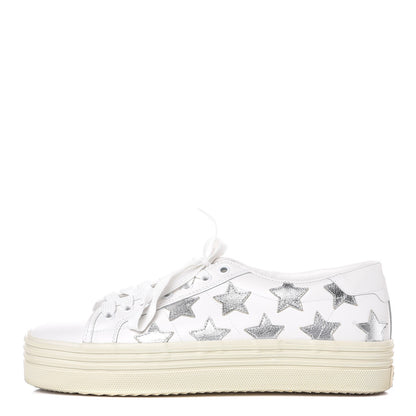Saint Laurent Calfskin Star Court Sneakers 39.5 White Argent 1 of 8
