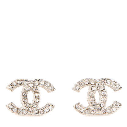 Chanel Crystal Timeless CC Earrings Silver 1 of 5