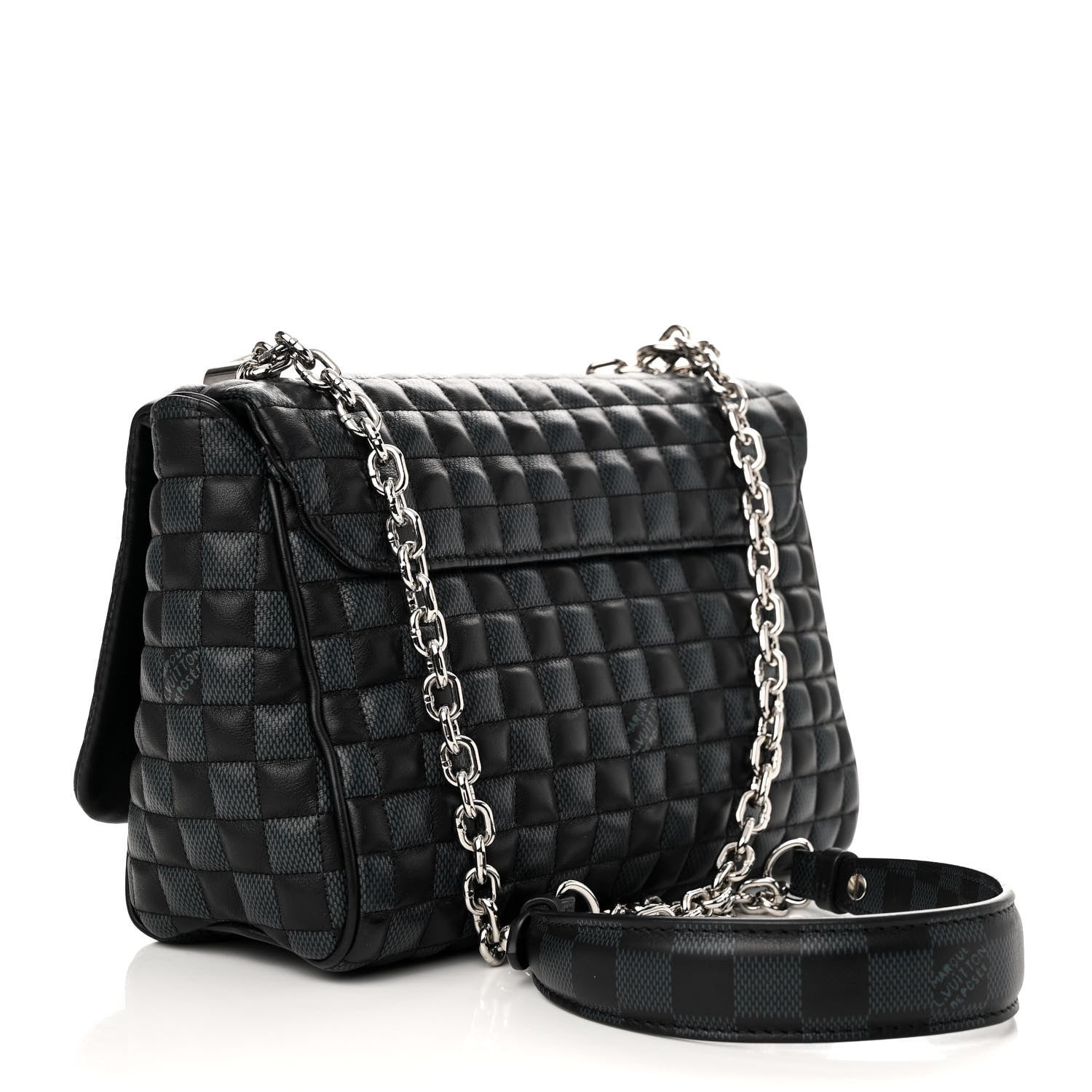 Louis Vuitton Calfskin Quilted Damier Twist MM Black Anthracite 3 of 10