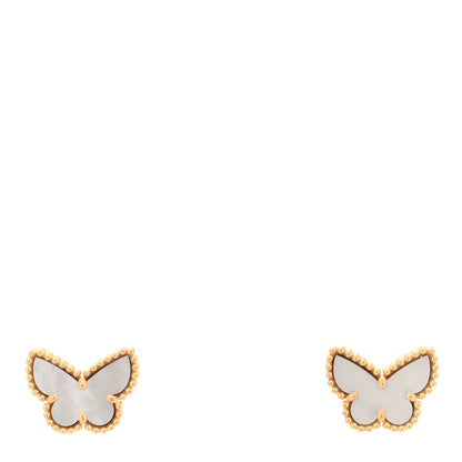 Van Cleef & Arpels 18K Yellow Gold Mother of Pearl Sweet Alhambra Butterfly Earrings 1 of 5