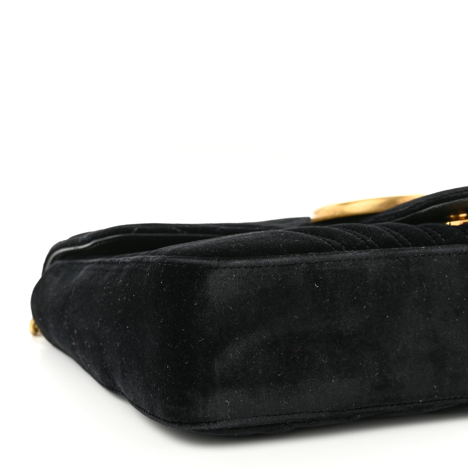 Gucci Velvet Matelasse Medium GG Marmont Shoulder Bag Black 9 of 10
