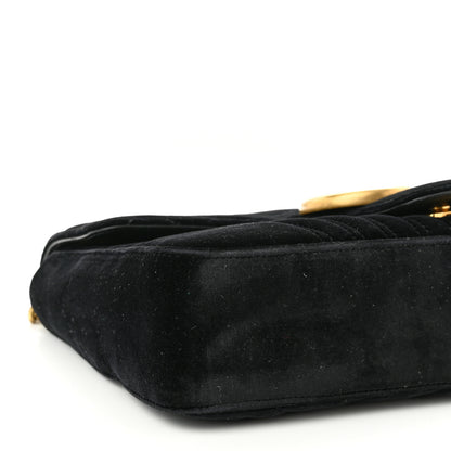 Gucci Velvet Matelasse Medium GG Marmont Shoulder Bag Black 9 of 10