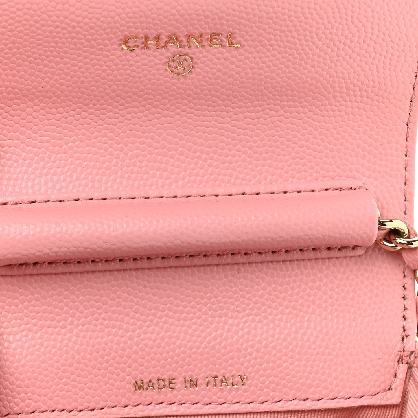 Caviar Quilted Mini Clutch With Chain Pink