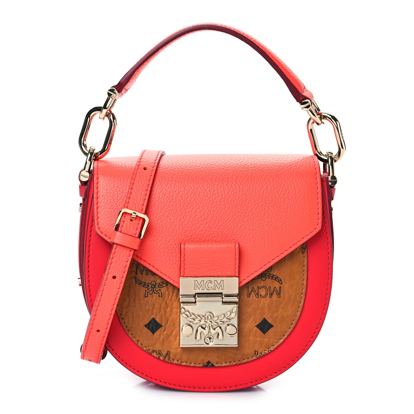 Visetos Calfskin Small Patricia Shoulder Bag Cognac Red