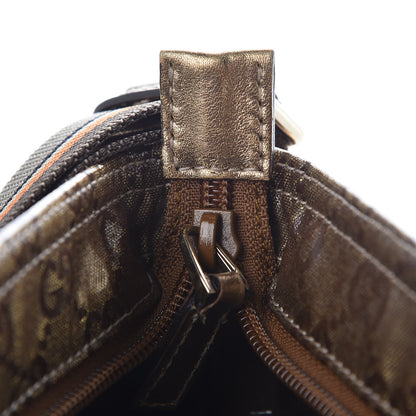 Gucci Crystal Monogram Web Small Flat Messenger Crossbody Bronze 9 of 13