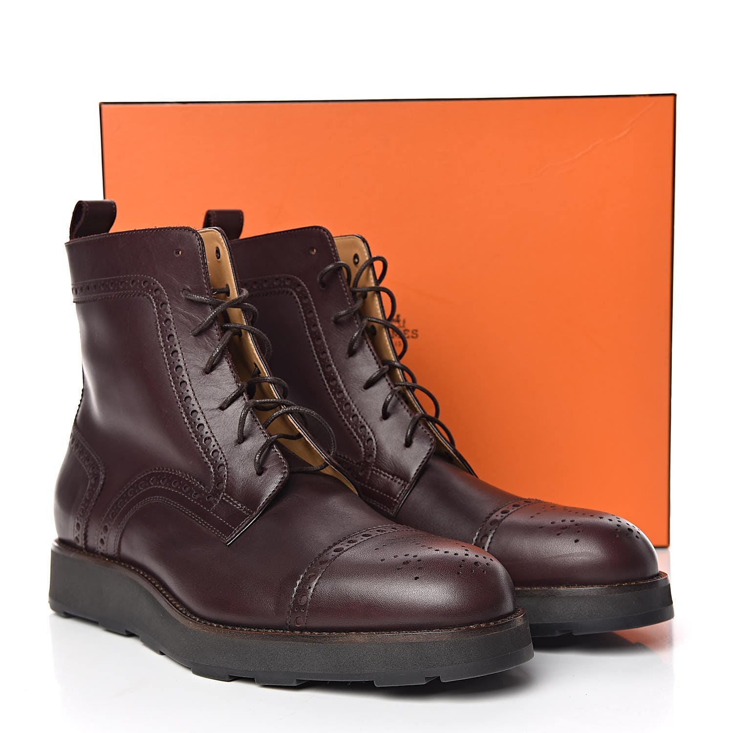 Hermes Calfskin Mens Lace Up Boots 42 8 of 8