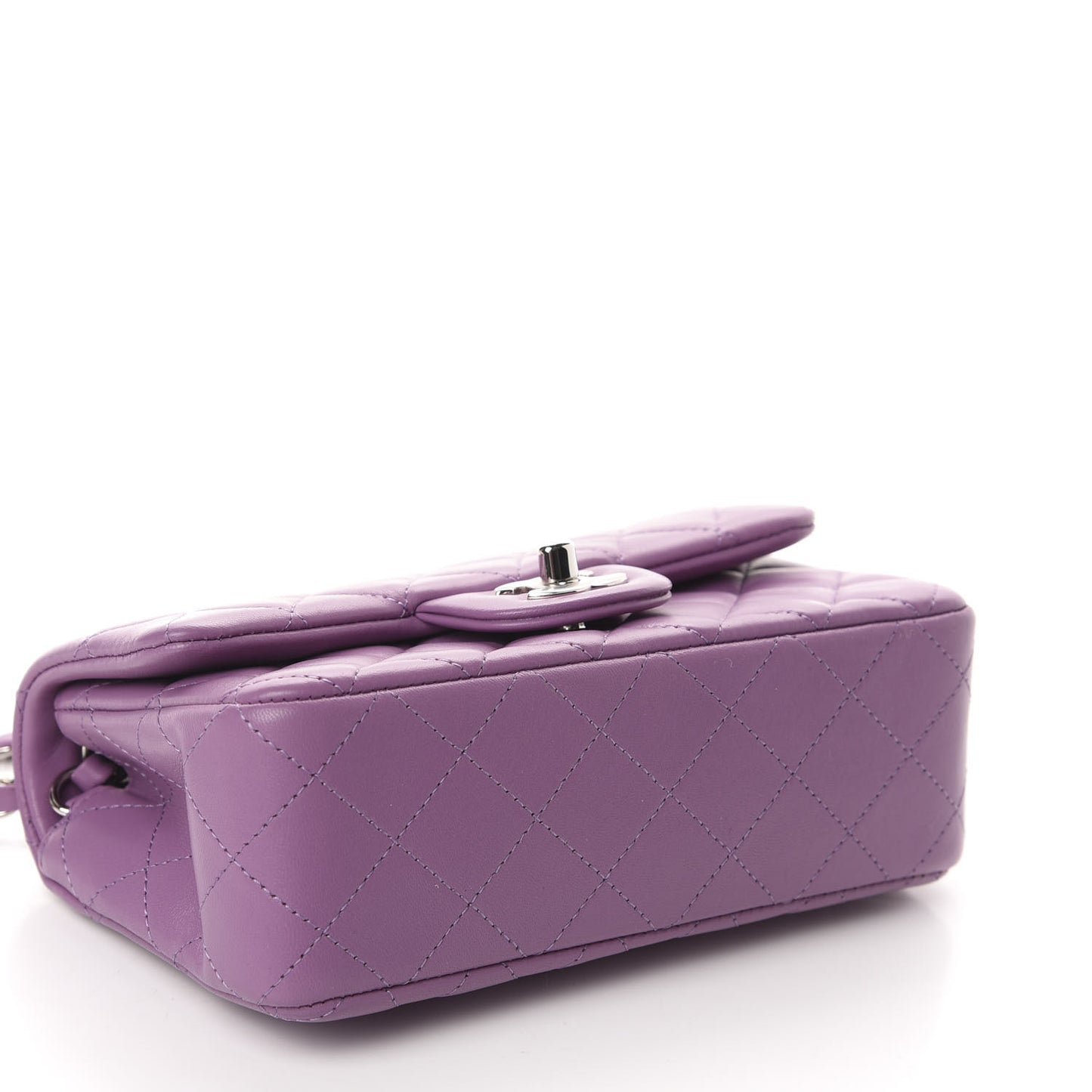 Lambskin Quilted Mini Rectangular Flap Purple