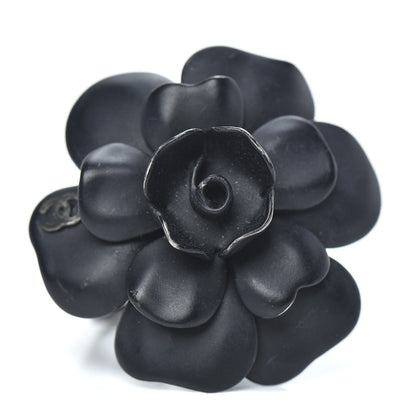 Chanel Ruthenium Enamel CC Camellia Ring 6.75 Black 1 of 5