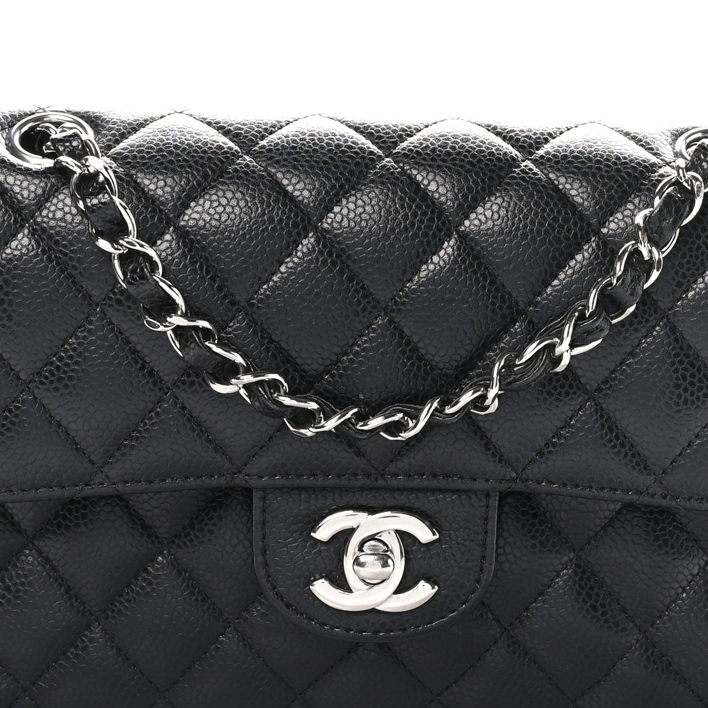 Caviar Quilted Small Double Flap Black