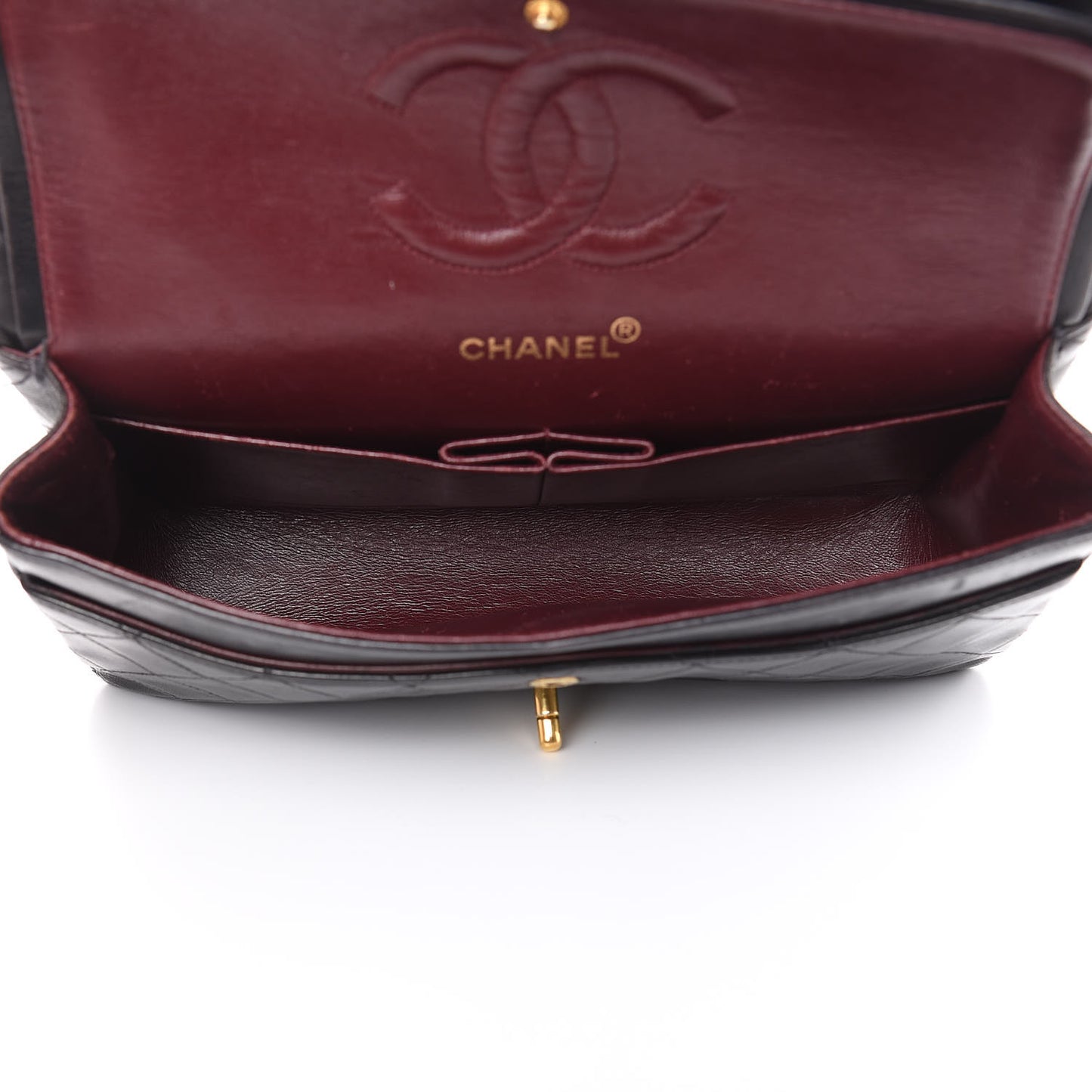 Lambskin Quilted Medium Double Flap Bag Black