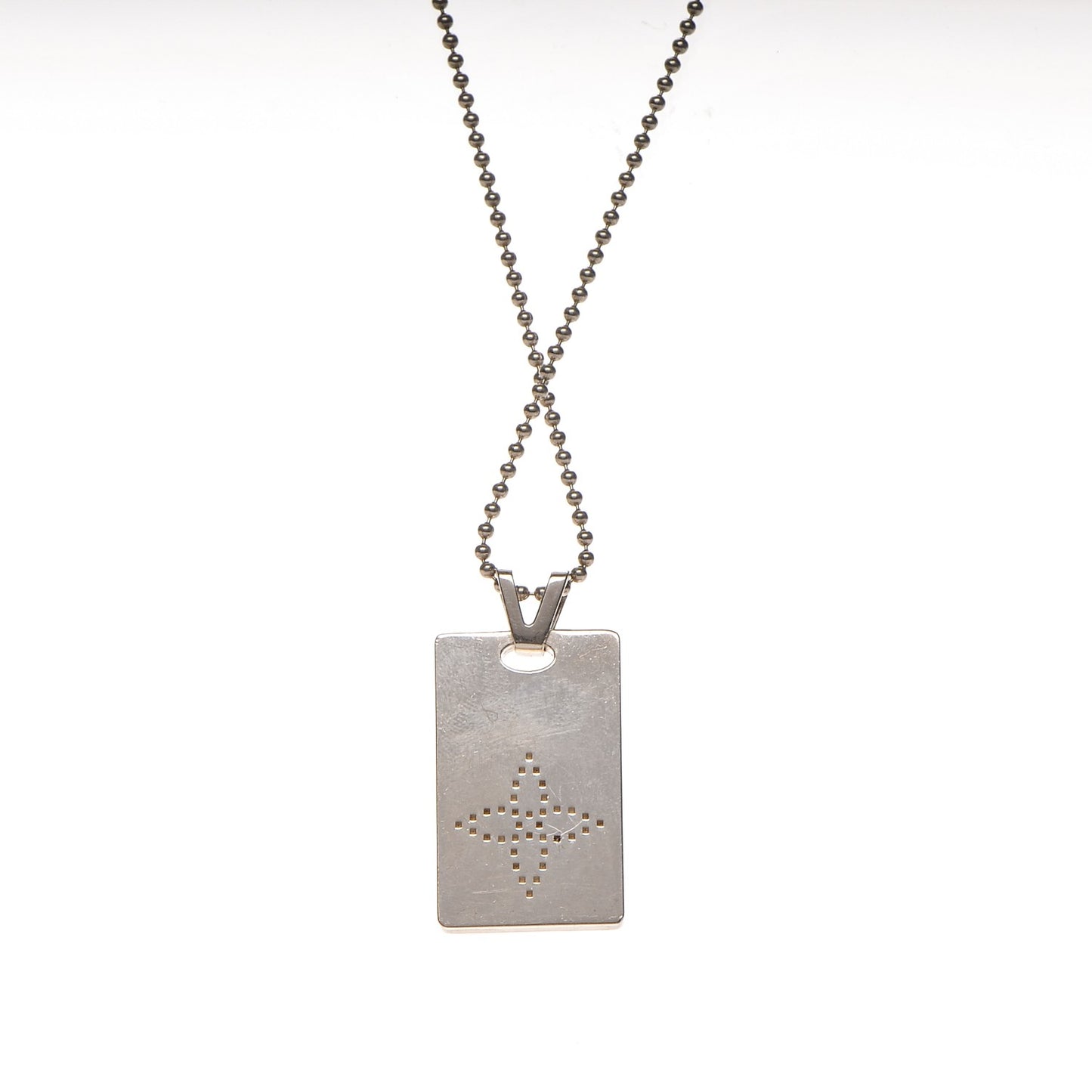 Sterling Silver LV Dog Tag Necklace