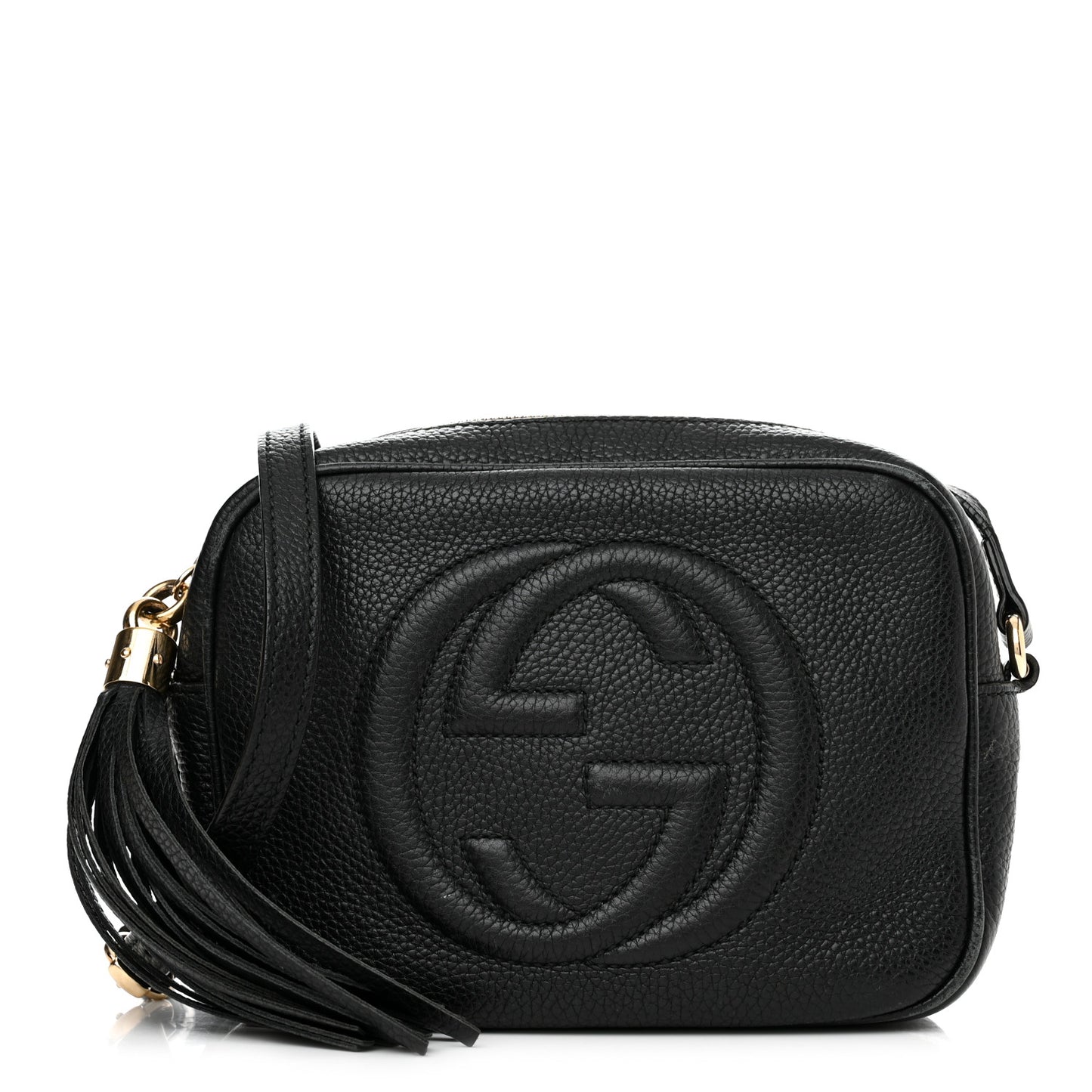 Pebbled Calfskin Small Soho Disco Bag Black