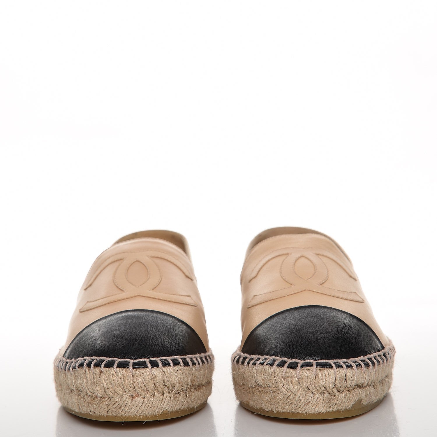 Chanel Lambskin Cap Toe CC Espadrilles 41 Beige Black 2 of 10
