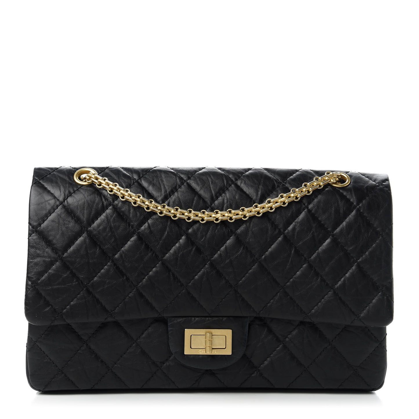 Aged Calfskin Quilted 2.55 Reissue 227 Flap Black