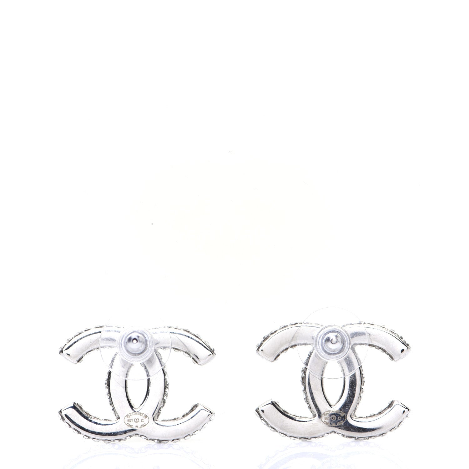 Chanel Crystal CC Treasure Chest Earrings Silver 4 of 8