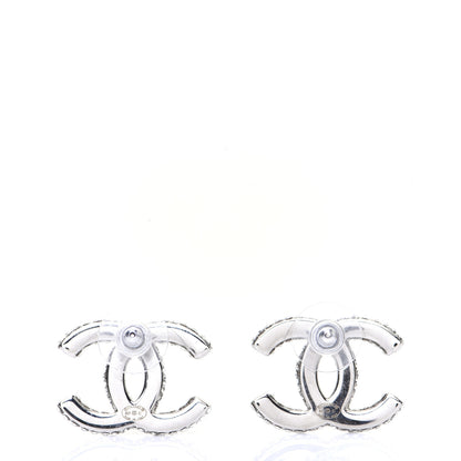 Chanel Crystal CC Treasure Chest Earrings Silver 4 of 8