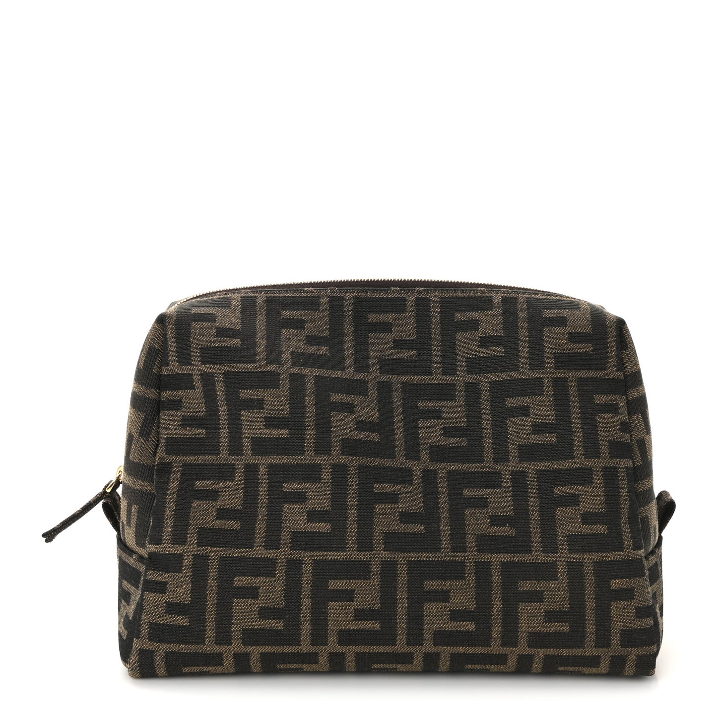 Fabric Jacquard FF 1974 Medium Trapezoid Beauty Pouch Tobacco Moro Black