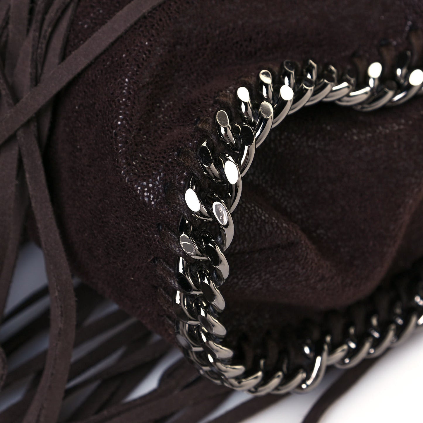 Shaggy Deer Fringe Falabella Tote Brown